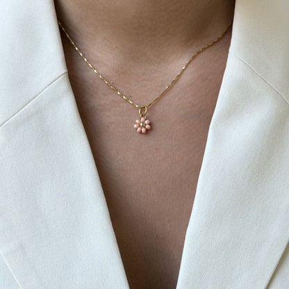 Necklace Flower Coral Beads