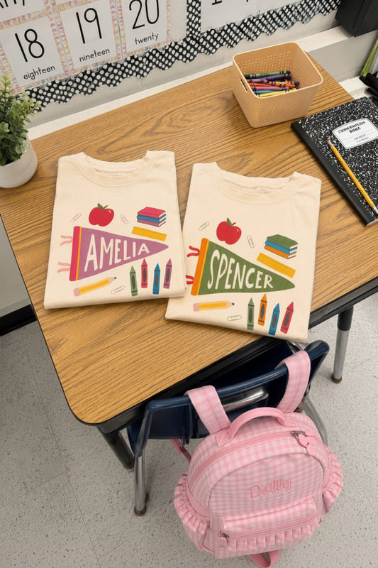 Personalized Flag Kids Graphic Tee | Natural