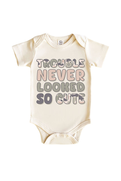Cute Trouble Graphic Bodysuit & Kids Tee | Natural