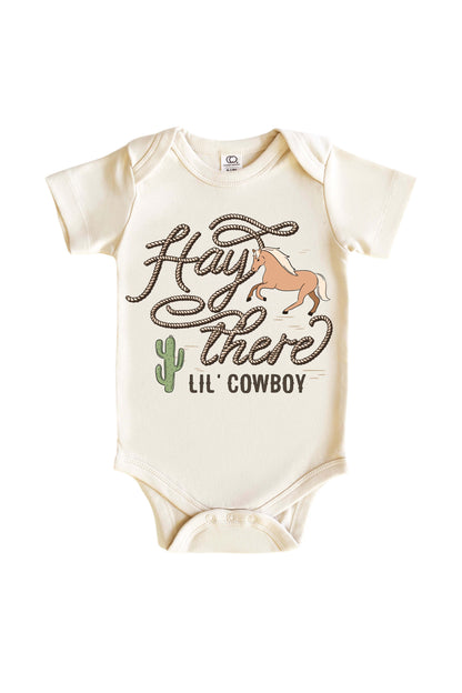Hay There Lil' Cowboy Graphic Bodysuit & Kids Tee | Natural