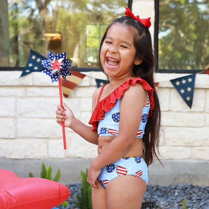 One Shoulder Ruffle Bikini | Patriotic Summer