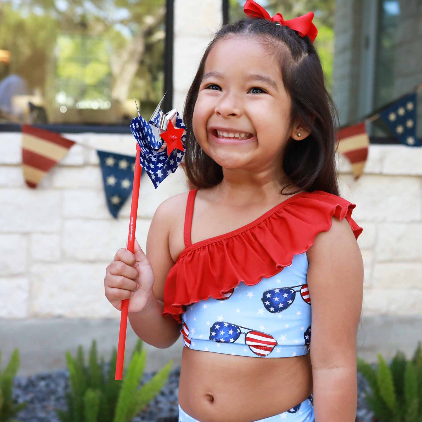 One Shoulder Ruffle Bikini | Patriotic Summer