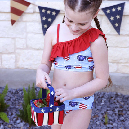 One Shoulder Ruffle Bikini | Patriotic Summer