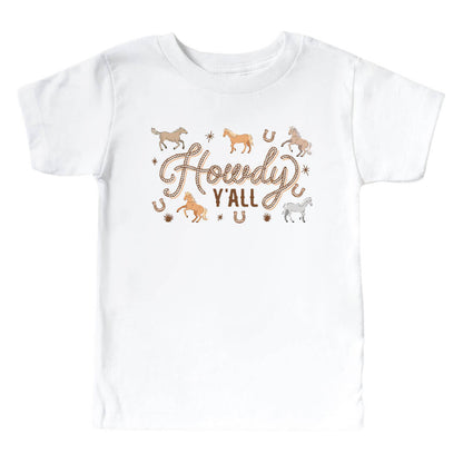 P's Ponies Howdy Y'all Kids Graphic Tee | White