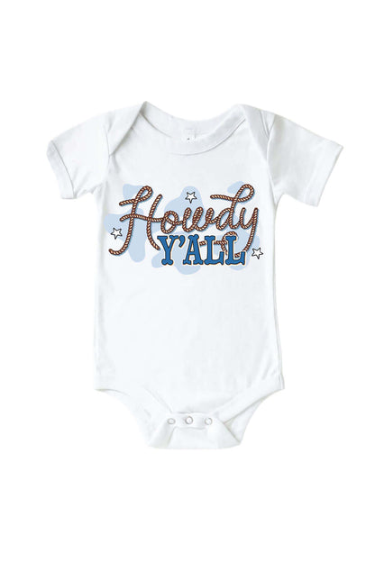 Howdy Y'all Blue Graphic Bodysuit & Kids Tee | White