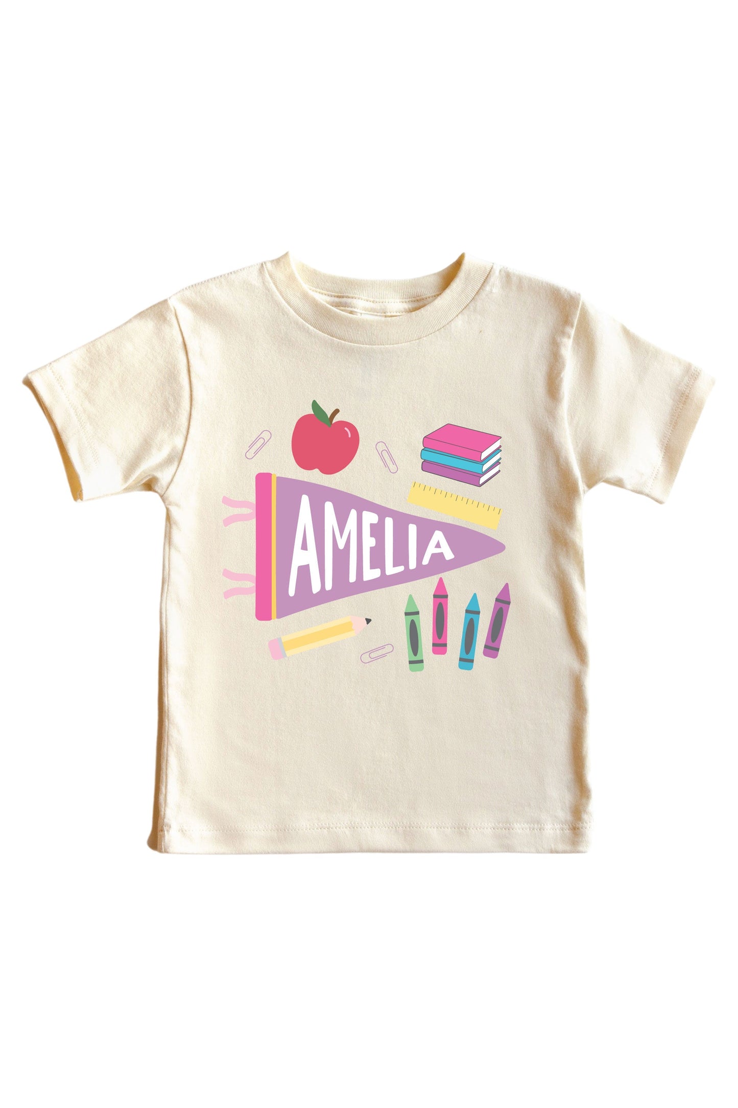 Personalized Flag Kids Graphic Tee | Natural