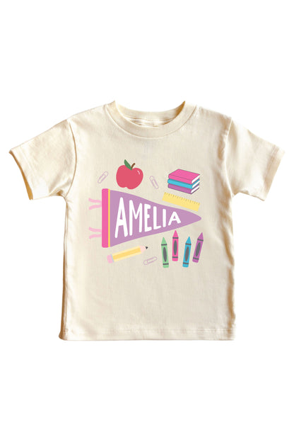 Personalized Flag Kids Graphic Tee | Natural