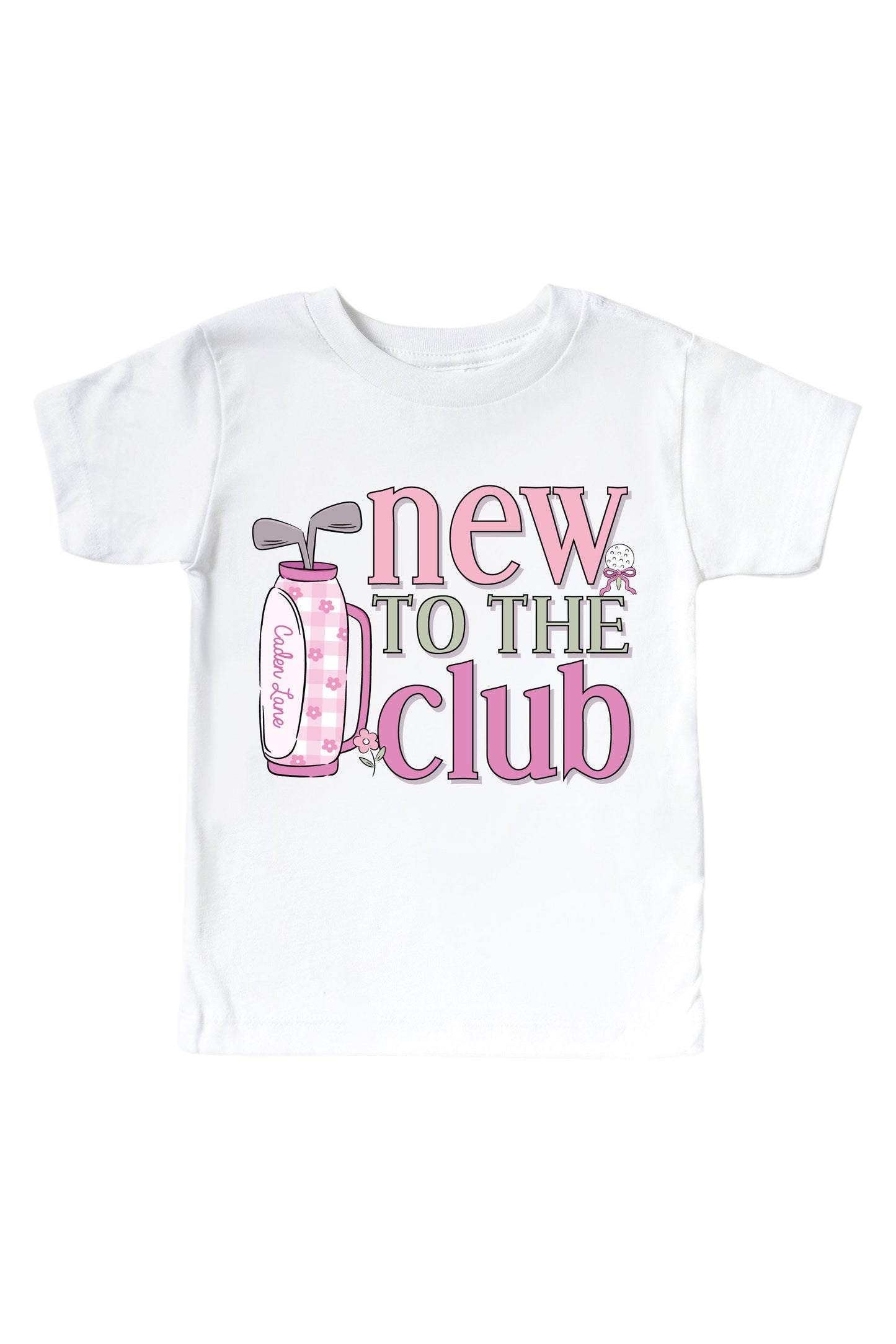 New To The Club Pink Graphic Bodysuit & Kids Tee | White