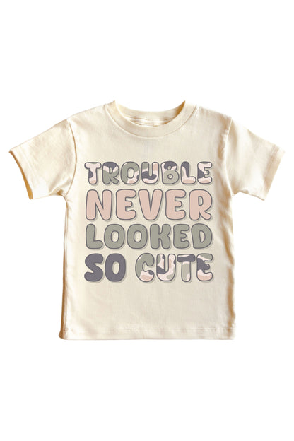 Cute Trouble Graphic Bodysuit & Kids Tee | Natural