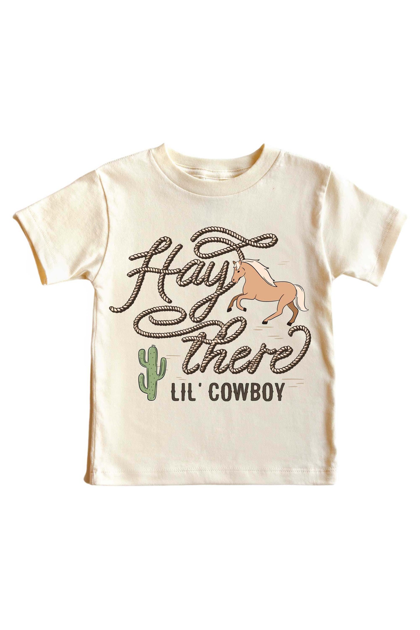 Hay There Lil' Cowboy Graphic Bodysuit & Kids Tee | Natural