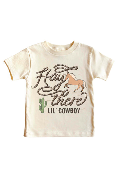 Hay There Lil' Cowboy Graphic Bodysuit & Kids Tee | Natural