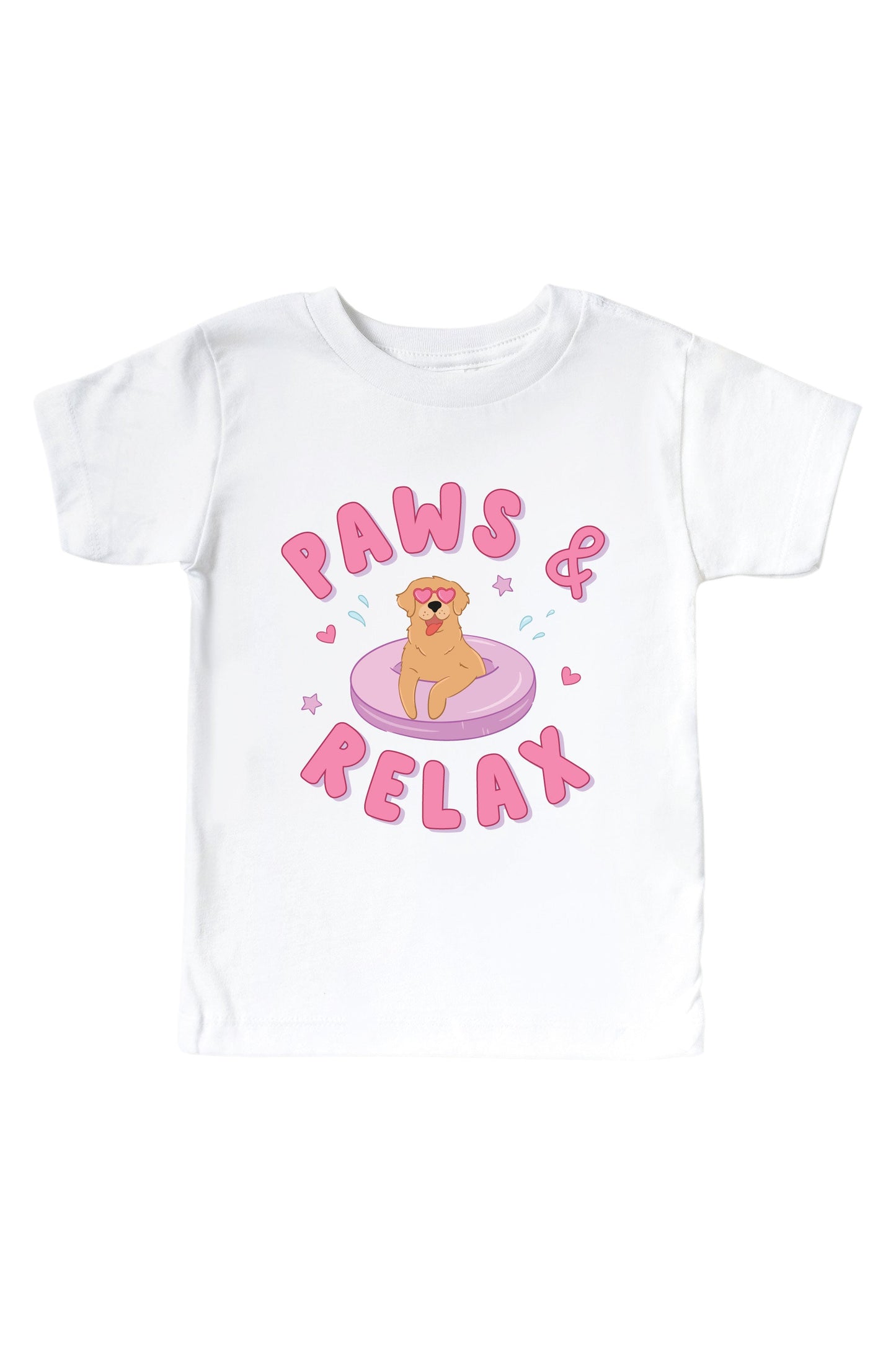 Paws & Relax Pink Graphic Bodysuit & Kids Tee | White