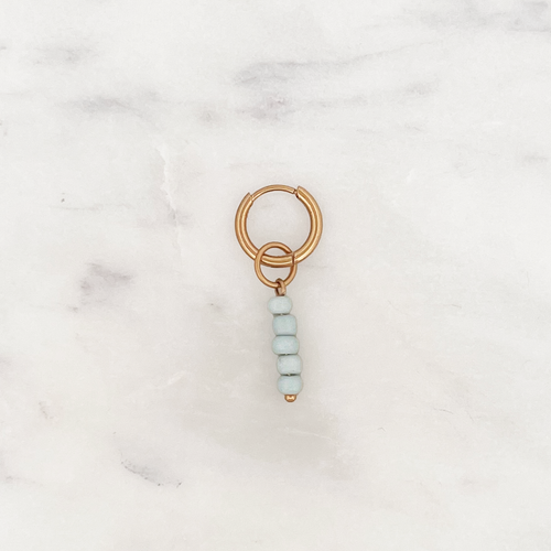Tiny Huggie Pale Blue Beads