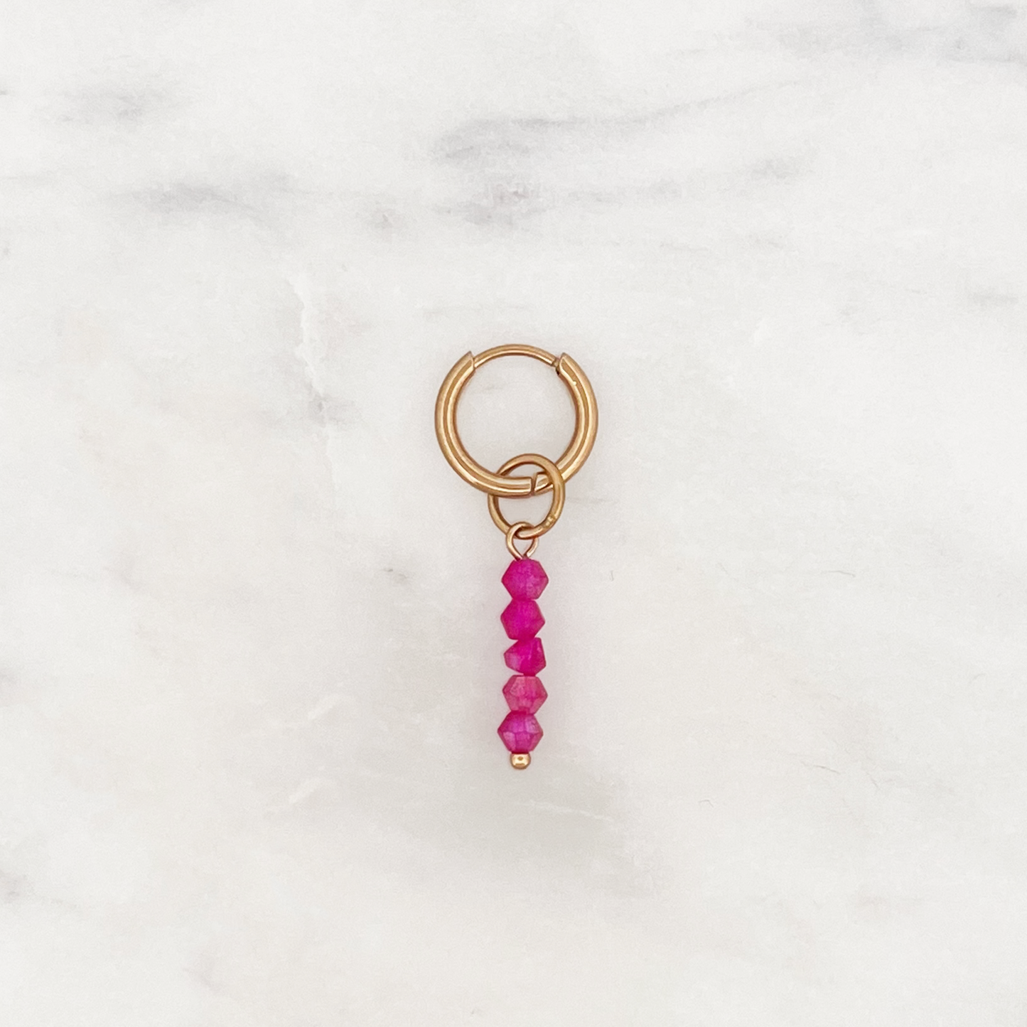 Tiny Huggie Pink Lemonade Beads