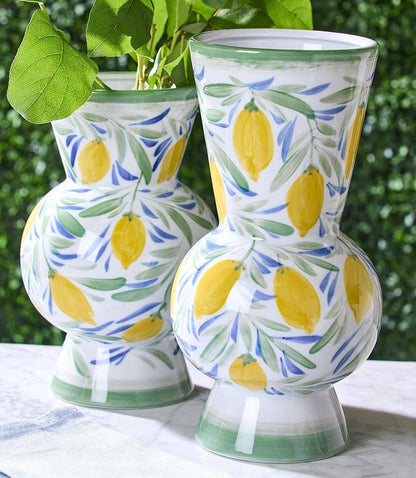 Hand-Painted Large Lemon Vase