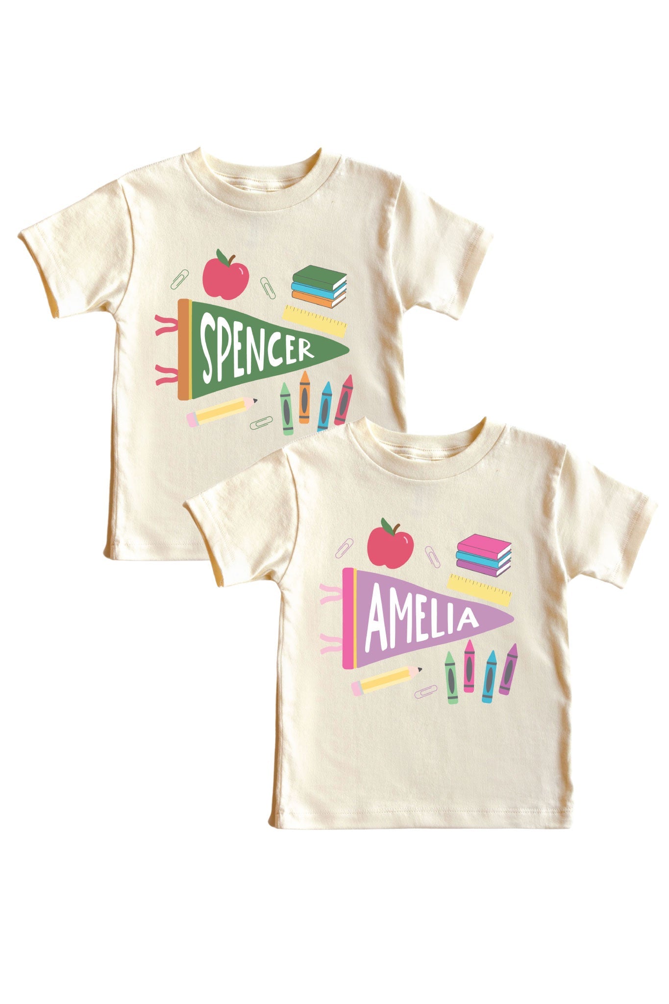 Personalized Flag Kids Graphic Tee | Natural