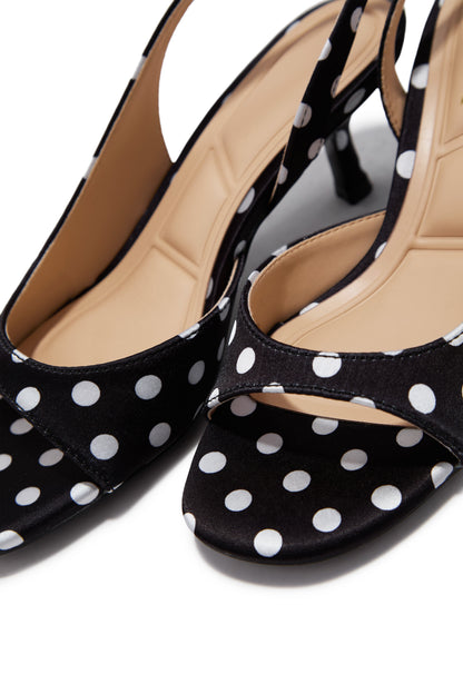 Becca Slingback Mid Heels - Black Polka Dot