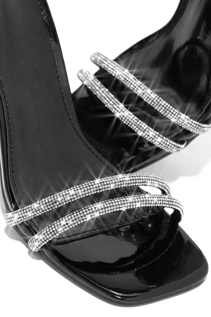 Celebrate You Embellished Triangle Block Heels - Black