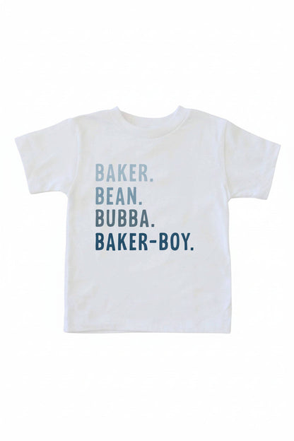 Personalized Blue Nickname Color Block Kids Graphic Tee | White