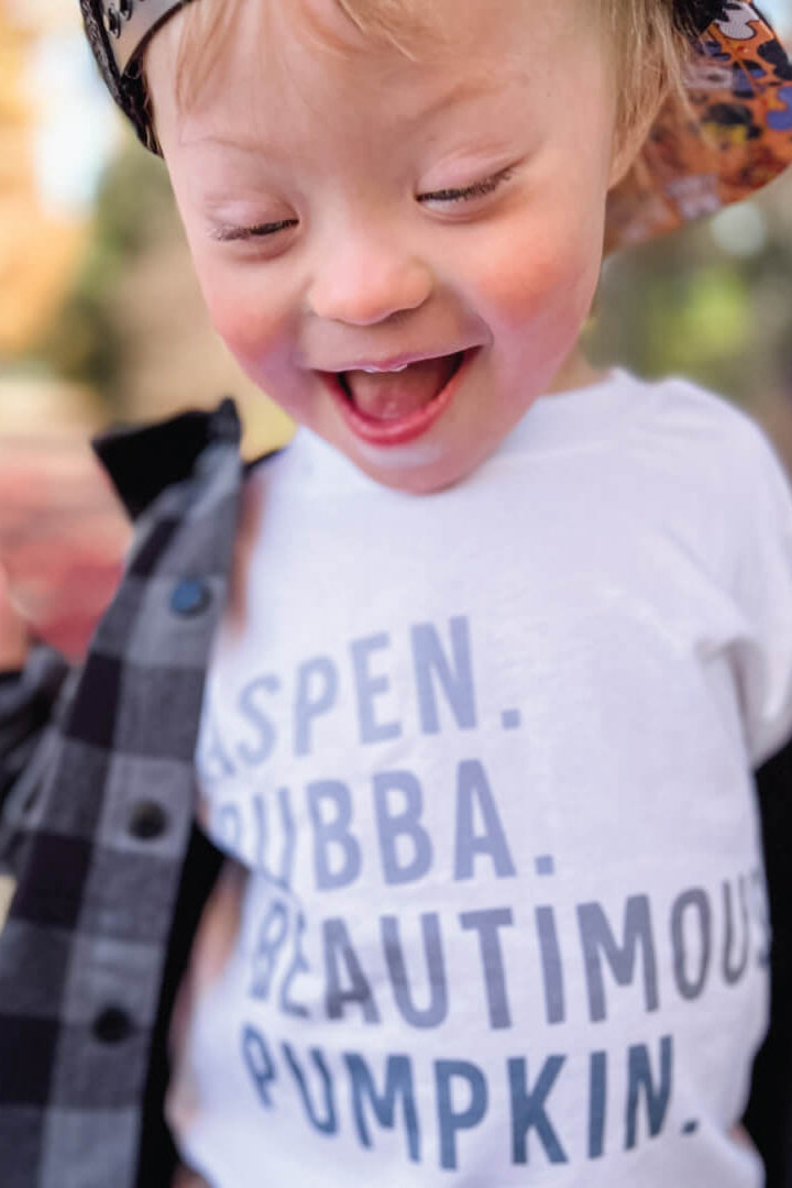 Personalized Blue Nickname Color Block Kids Graphic Tee | White