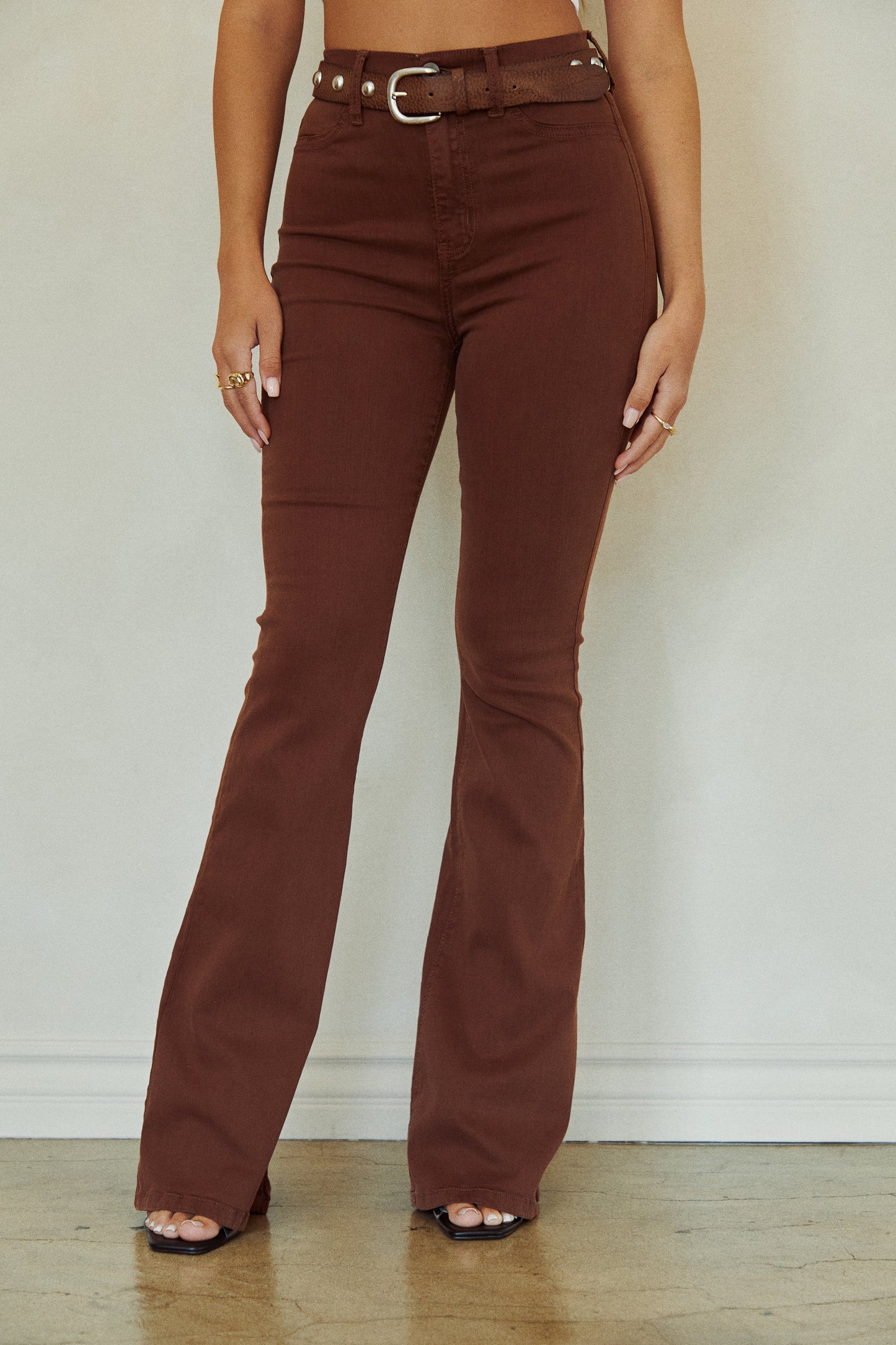 Nessa High Waist Flare Pant - Brown