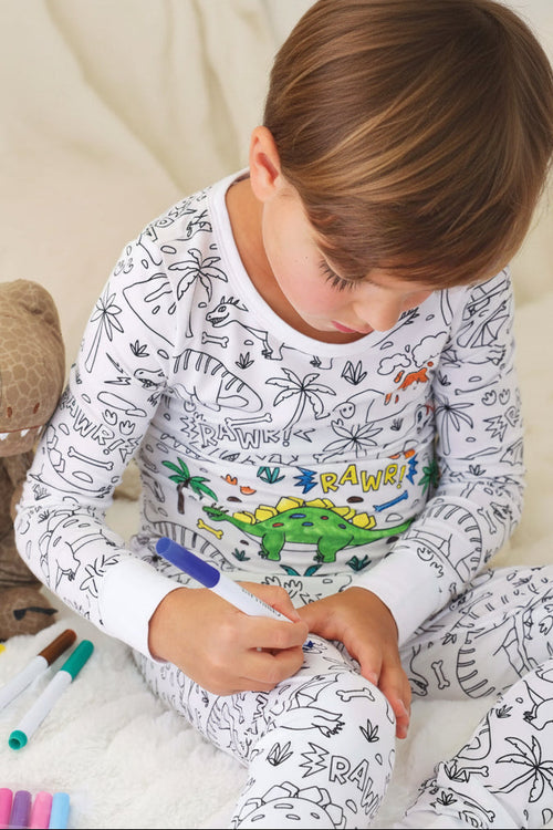 Colorable Two Piece Pajama Set | Jurassic Playground