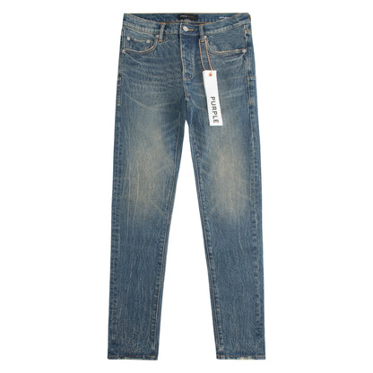 Crackle Coated Denim | Mid Indigo