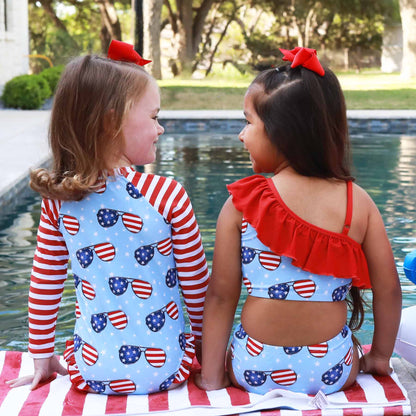 One Shoulder Ruffle Bikini | Patriotic Summer