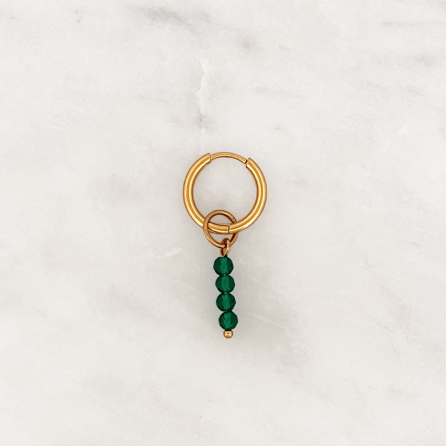 Fine Huggie Green Facet Beads
