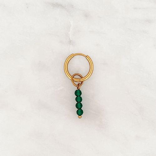 Fine Huggie Green Facet Beads