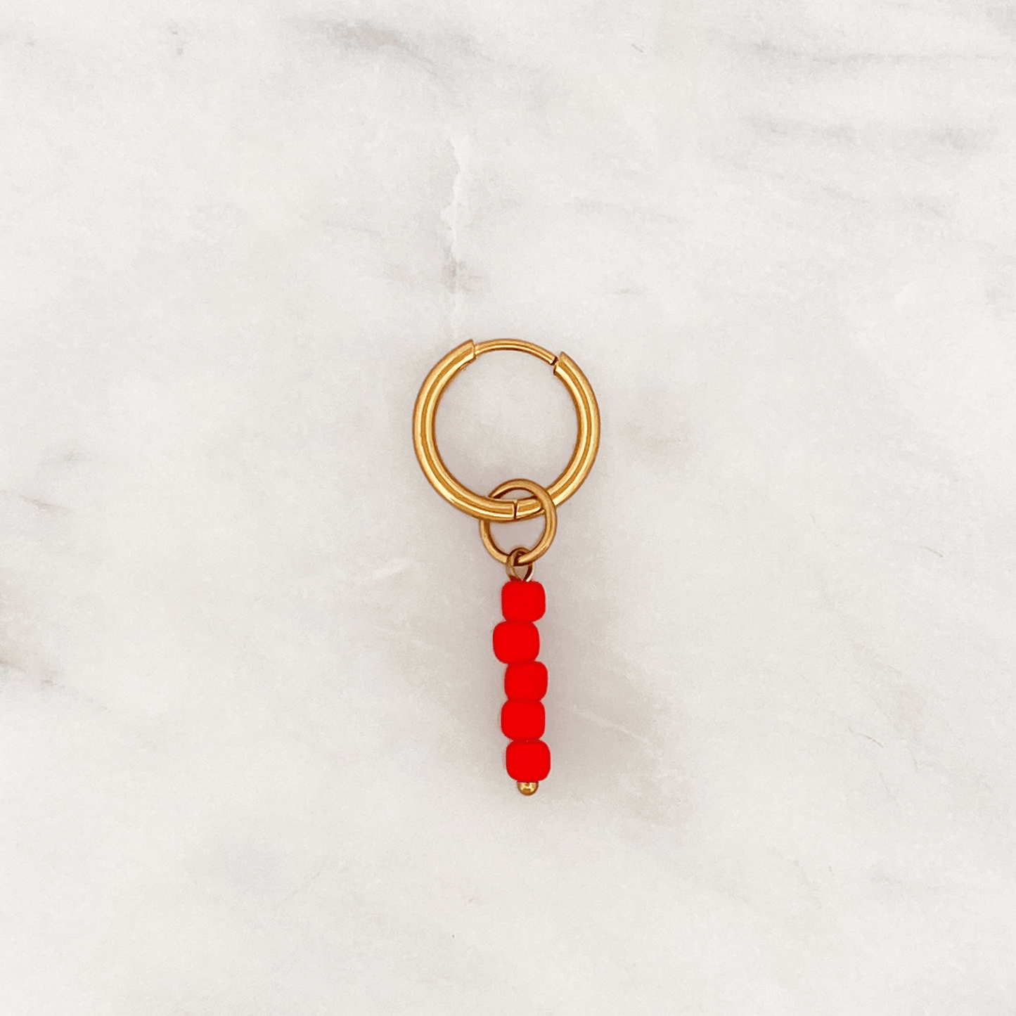 Fine Huggie Tango Red Beads