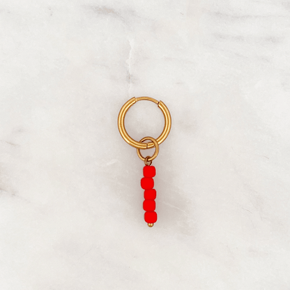 Fine Huggie Tango Red Beads