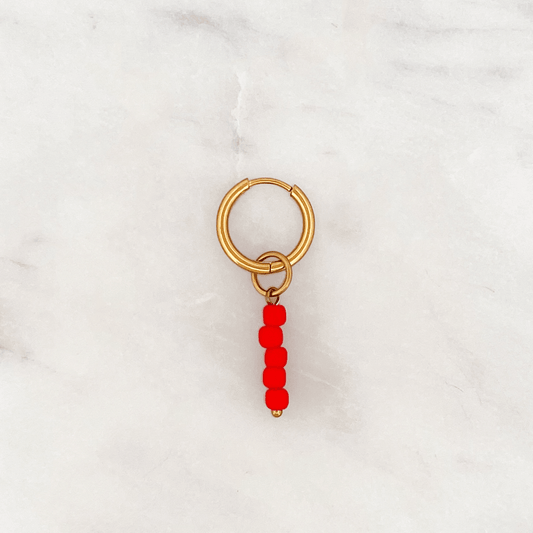 Fine Huggie Tango Red Beads