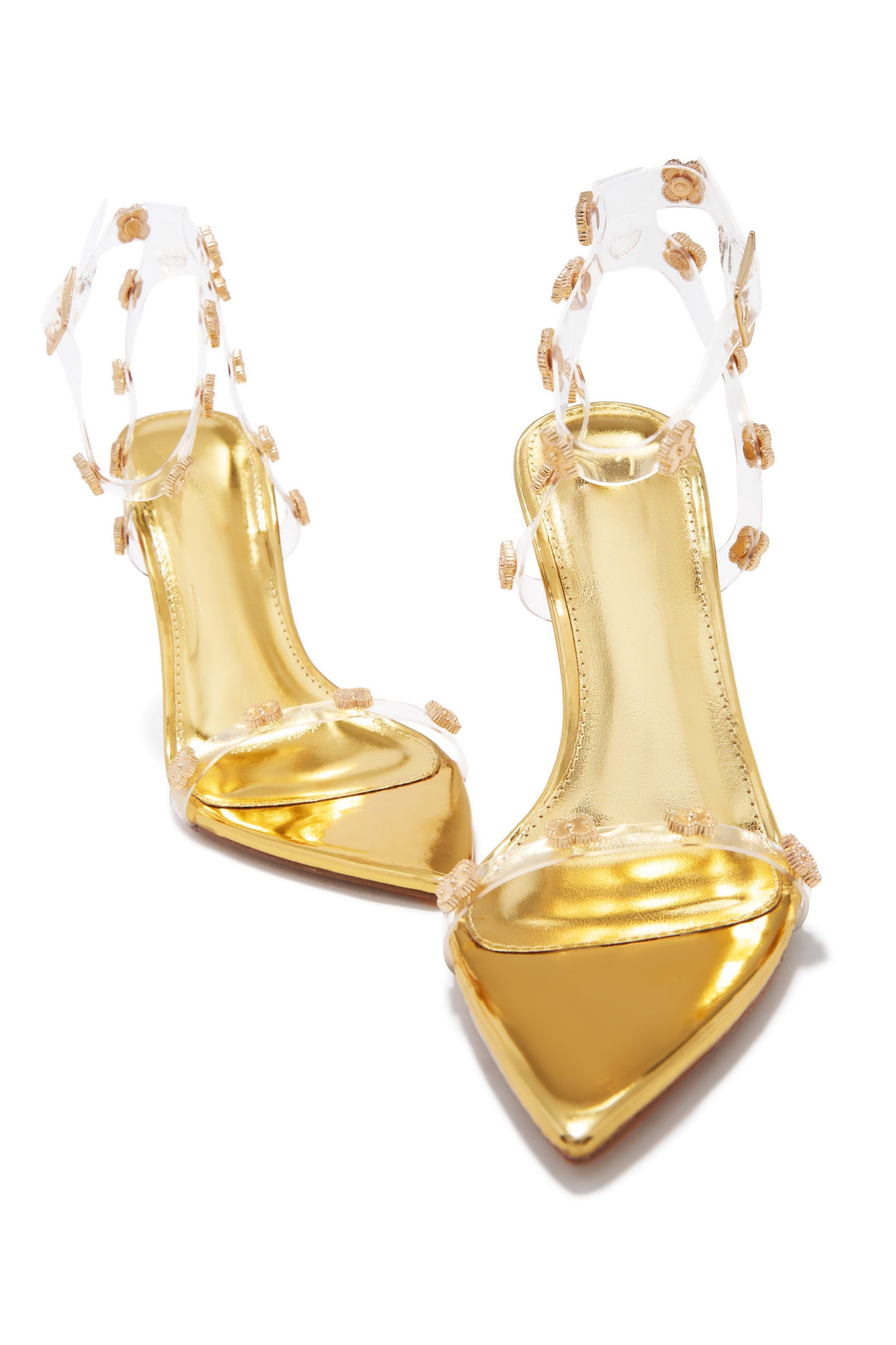 Aurela Clear Strap High Heels - Gold