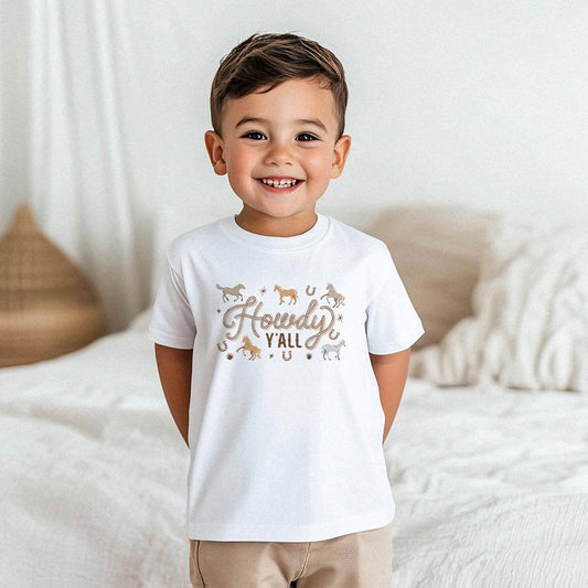 P's Ponies Howdy Y'all Kids Graphic Tee | White