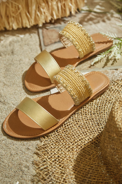 Janice Slip On Sandals - Gold