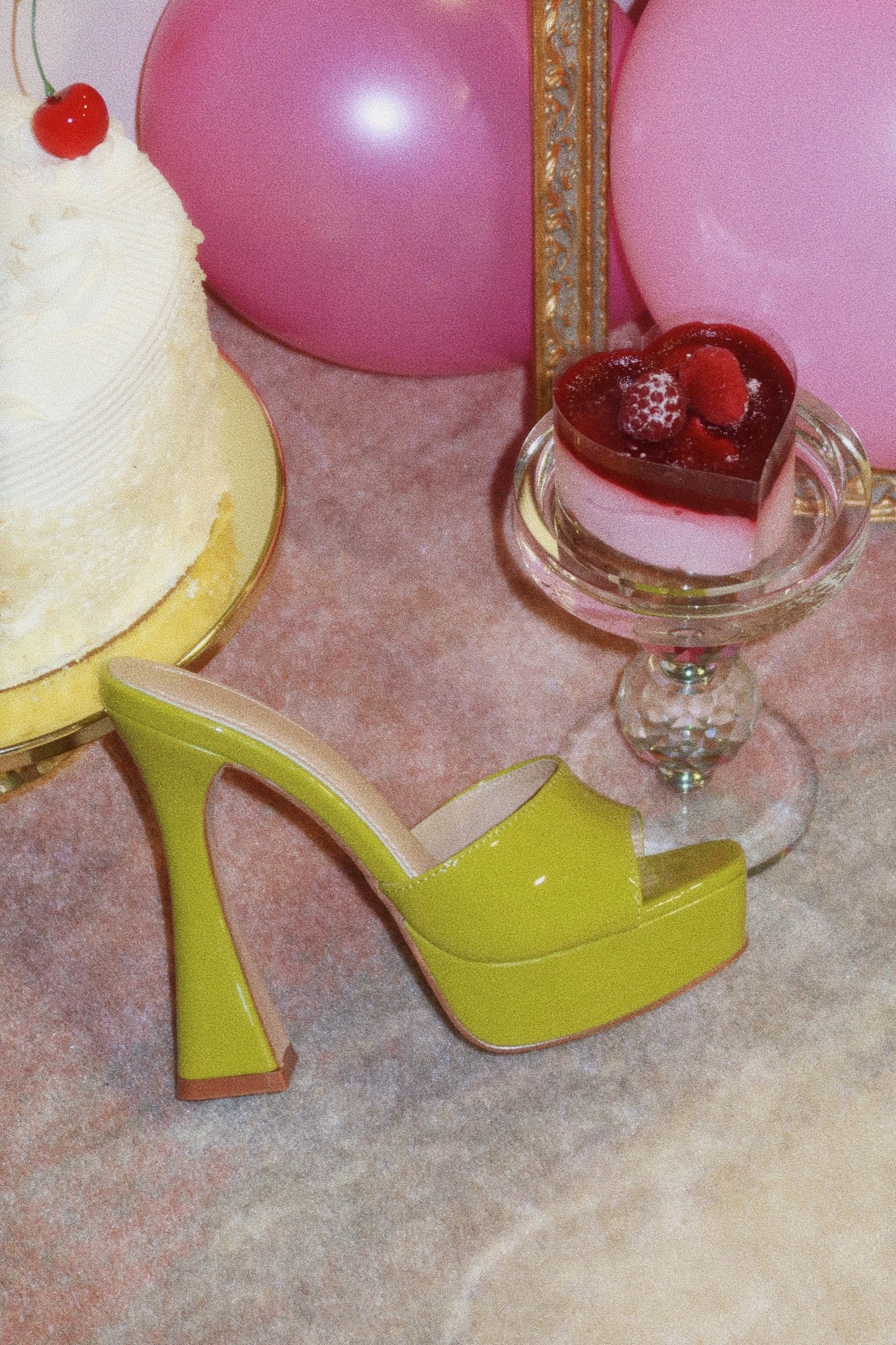 Jianna Platform Heel Mules - Lime