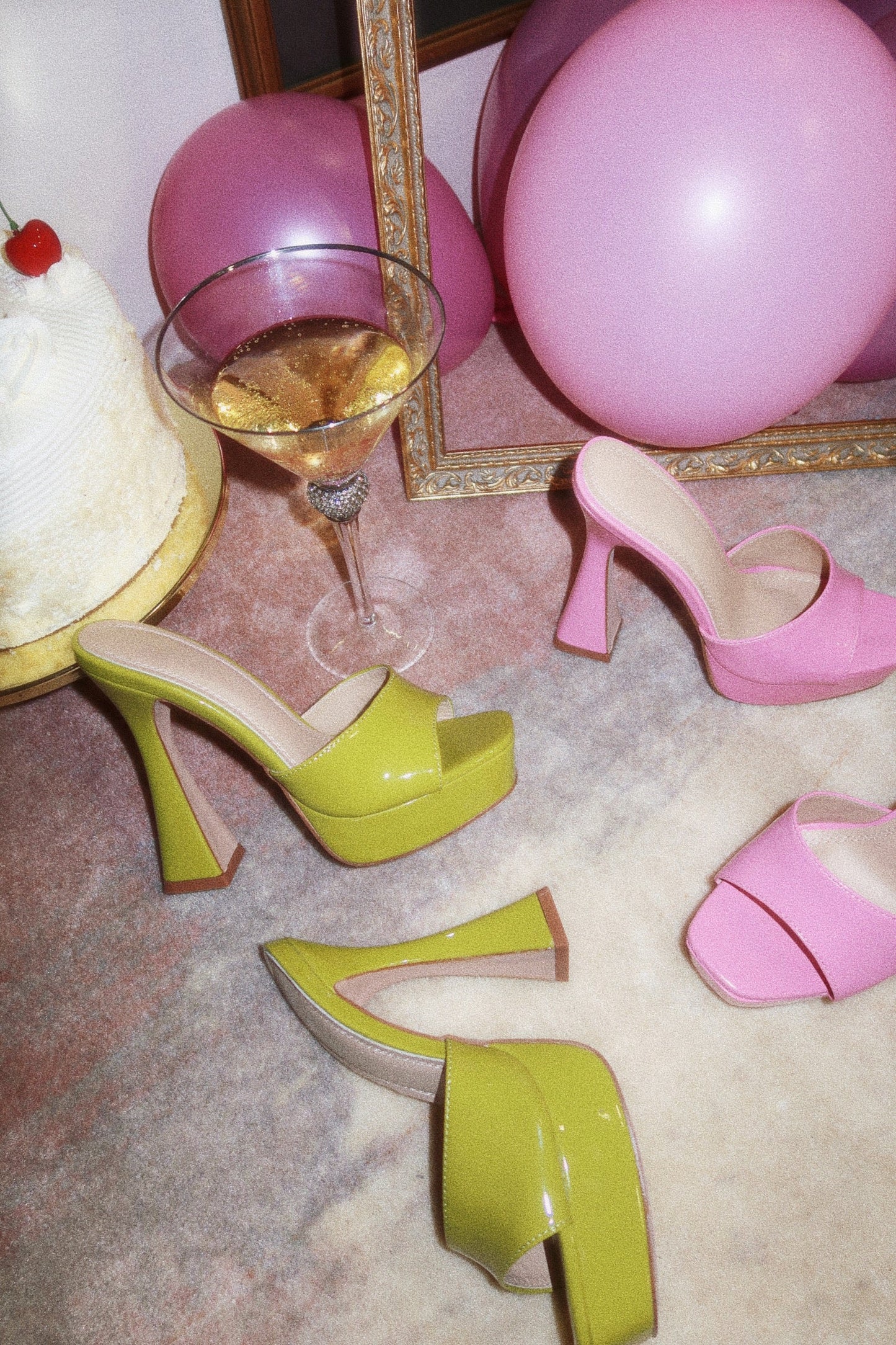 Jianna Platform Heel Mules - Lime