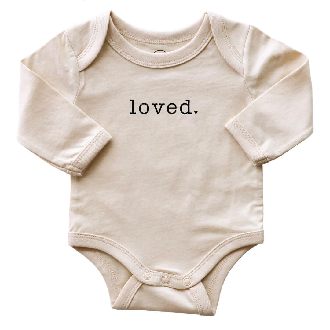 Loved Long Sleeve Graphic Bodysuit | Natural