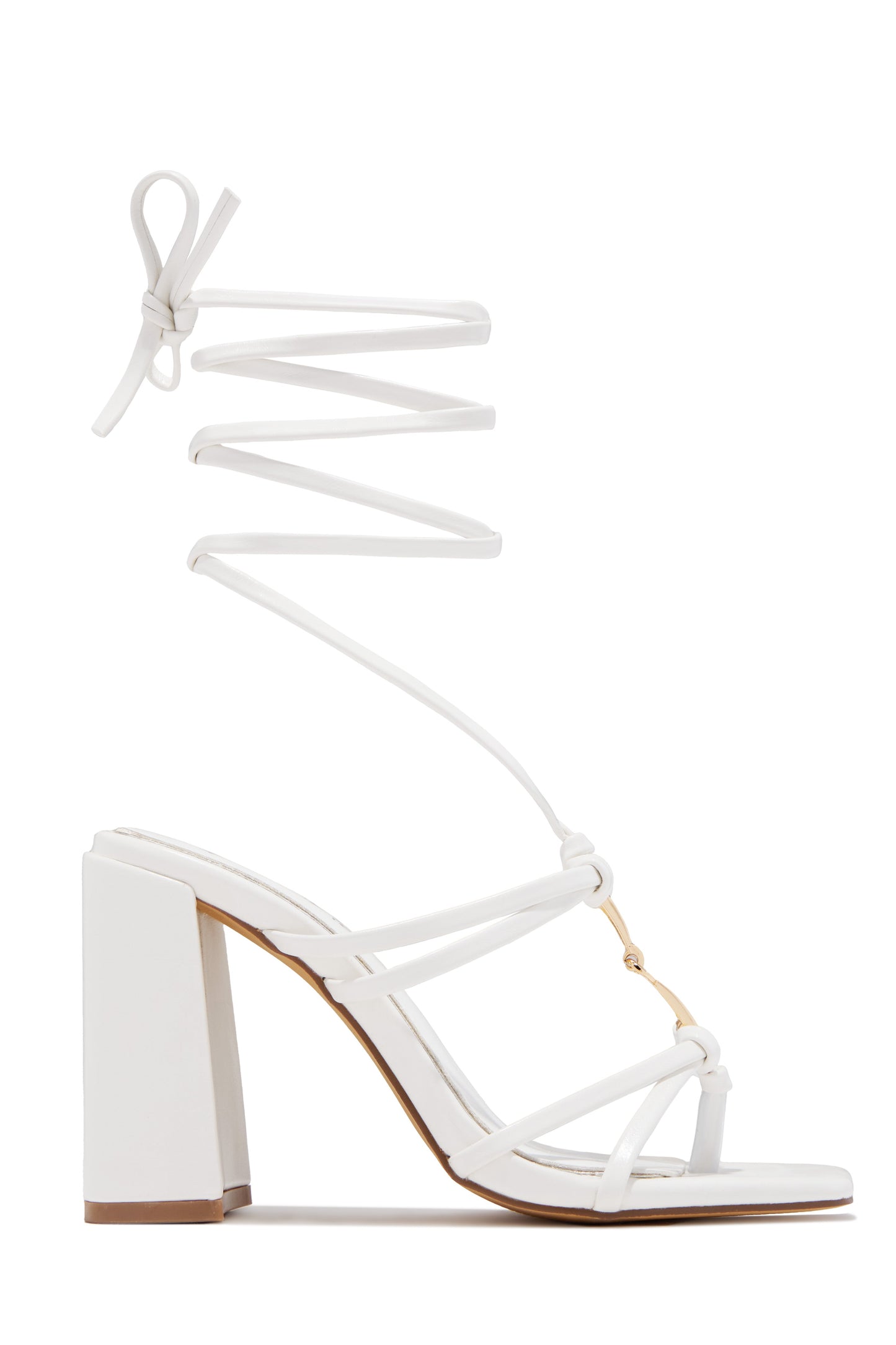 VIP Strut Lace Up Chunky Heels - White