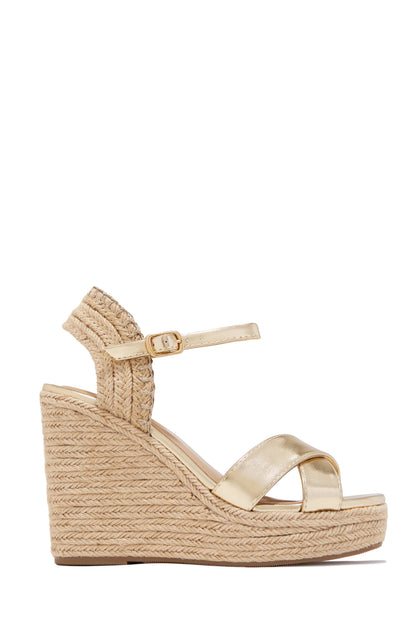 Sol Caliente Espadrille Wedges - Gold