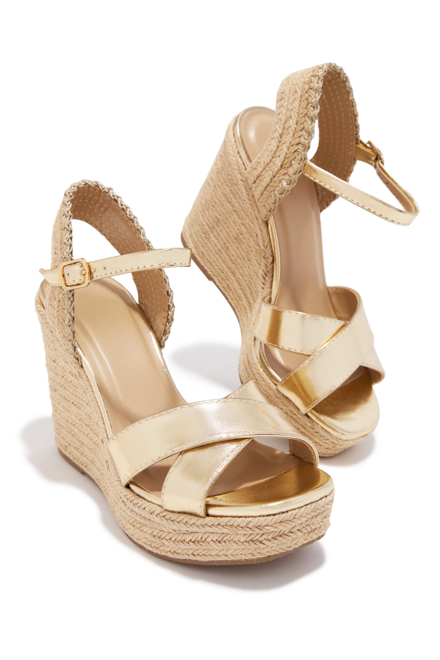 Sol Caliente Espadrille Wedges - Gold
