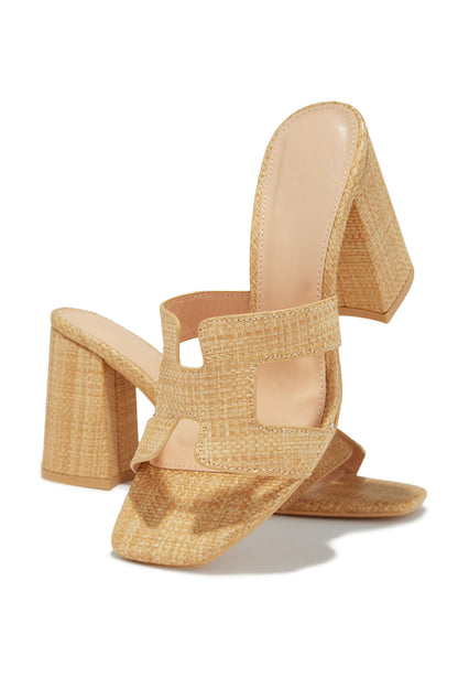 Bianka Block Mid Heels - Natural