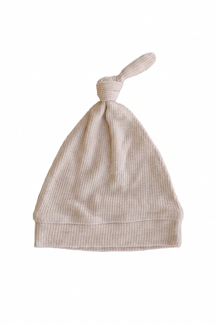 Oatmeal Bamboo Waffle Knotted Hat