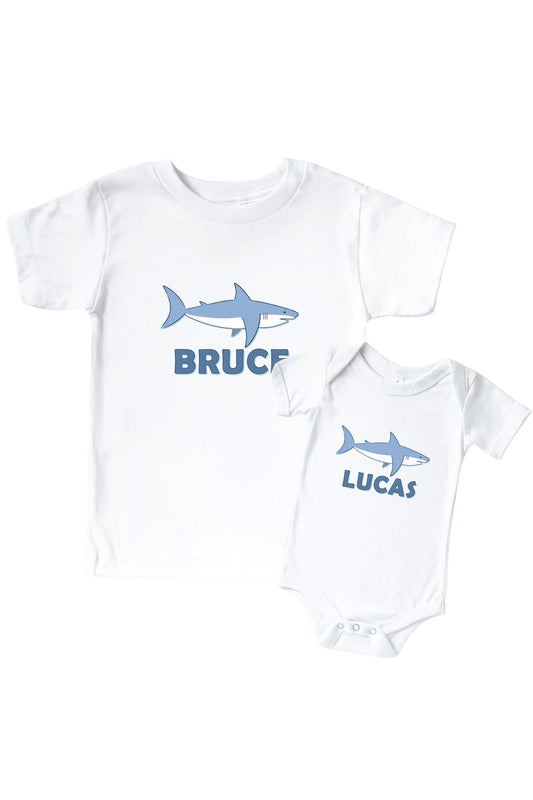 Personalized Fin Friends Graphic Bodysuit & Kids Tee | White