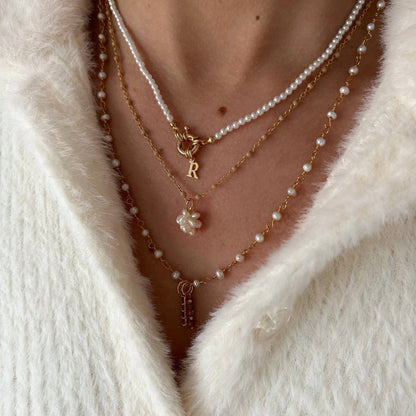 Small Pearls Choker Tiny Initial