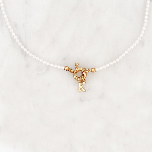 Small Pearls Choker Tiny Initial