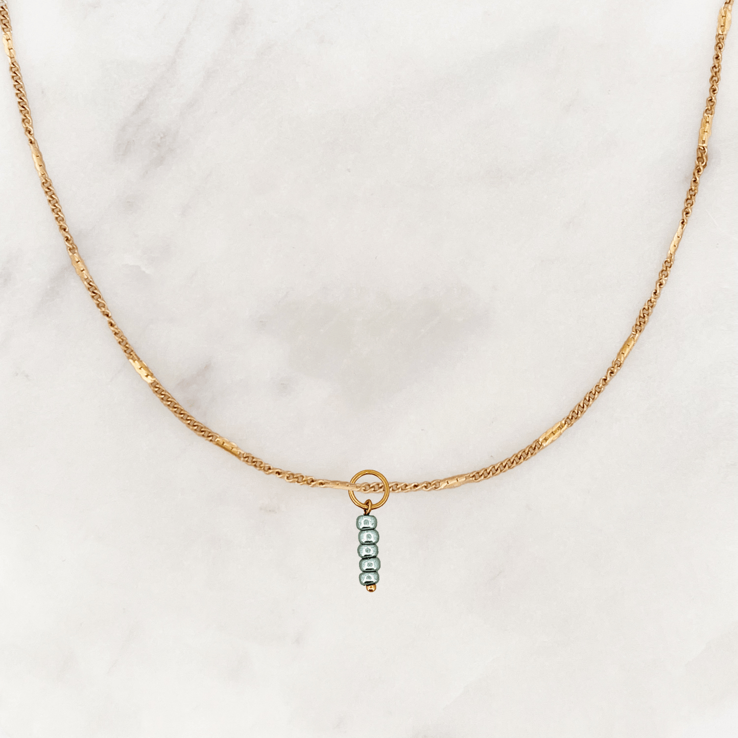 Signet Necklace Glossy Sea Beads