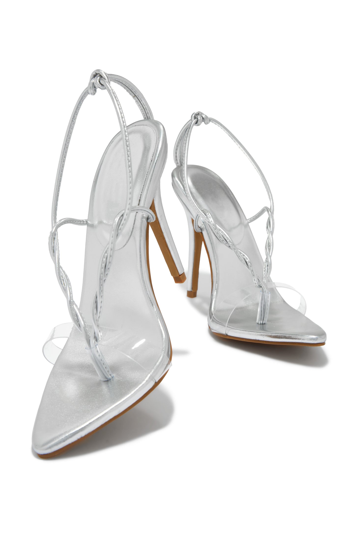 Aleena Clear Strap High Heels - Silver