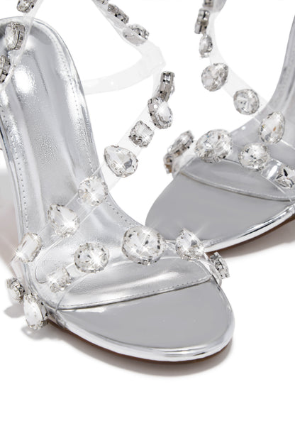 Kiah Embellished Slingback Heels - Silver